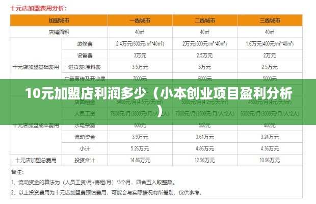 10元加盟店利润多少（小本创业项目盈利分析）