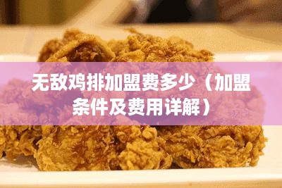 无敌鸡排加盟费多少（加盟条件及费用详解）