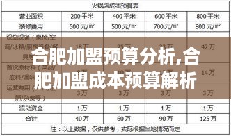 合肥加盟预算分析,合肥加盟成本预算解析