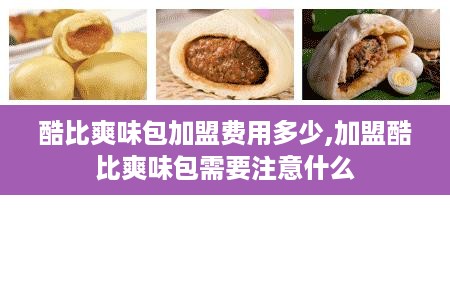 酷比爽味包加盟费用多少,加盟酷比爽味包需要注意什么