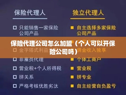 保险代理公司怎么加盟（个人可以开保险公司吗）