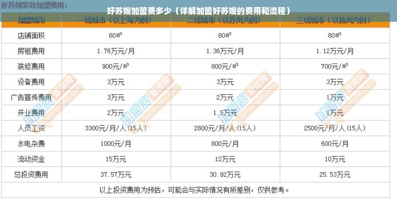 好苏嫂加盟费多少（详解加盟好苏嫂的费用和流程）