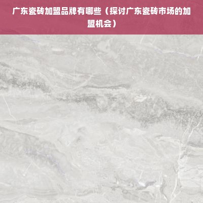 广东瓷砖加盟品牌有哪些（探讨广东瓷砖市场的加盟机会）