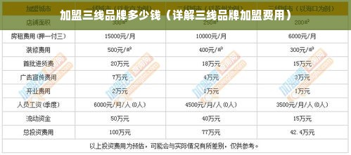 加盟三线品牌多少钱（详解三线品牌加盟费用）