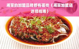 湘菜的加盟品牌都有哪些（湘菜加盟店选择指南）