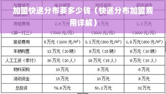 加盟快递分布要多少钱（快递分布加盟费用详解）