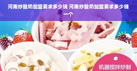 河南炒酸奶加盟要求多少钱 河南炒酸奶加盟要求多少钱一个