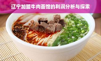 辽宁加盟牛肉面馆的利润分析与探索