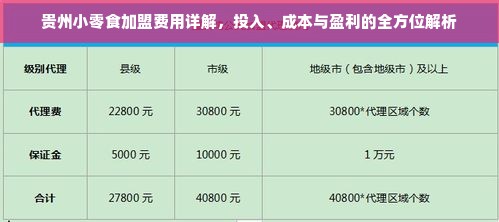 贵州小零食加盟费用详解，投入、成本与盈利的全方位解析