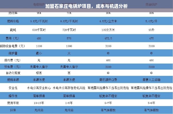 加盟石家庄电锅炉项目，成本与机遇分析