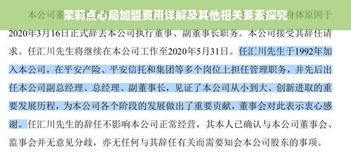 茉莉点心局加盟费用详解及其他相关要素探究