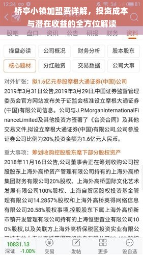 桥亭小镇加盟费详解，投资成本与潜在收益的全方位解读