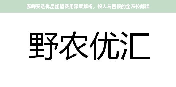 赤峰安选优品加盟费用深度解析，投入与回报的全方位解读