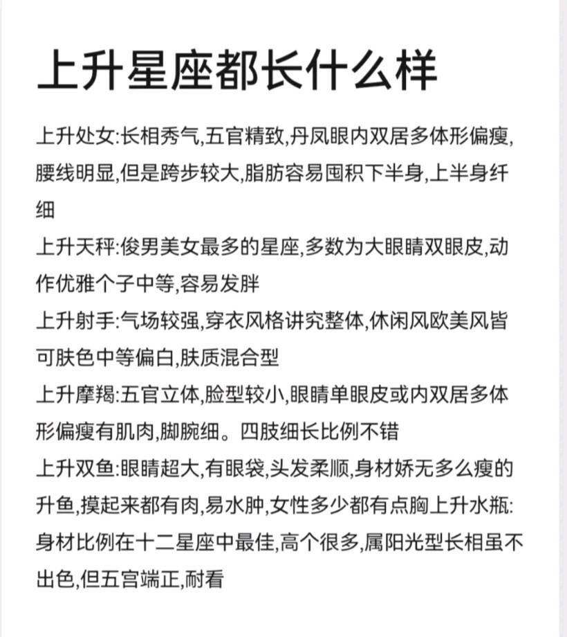 上升星座长相排名 上升星座长相排名男