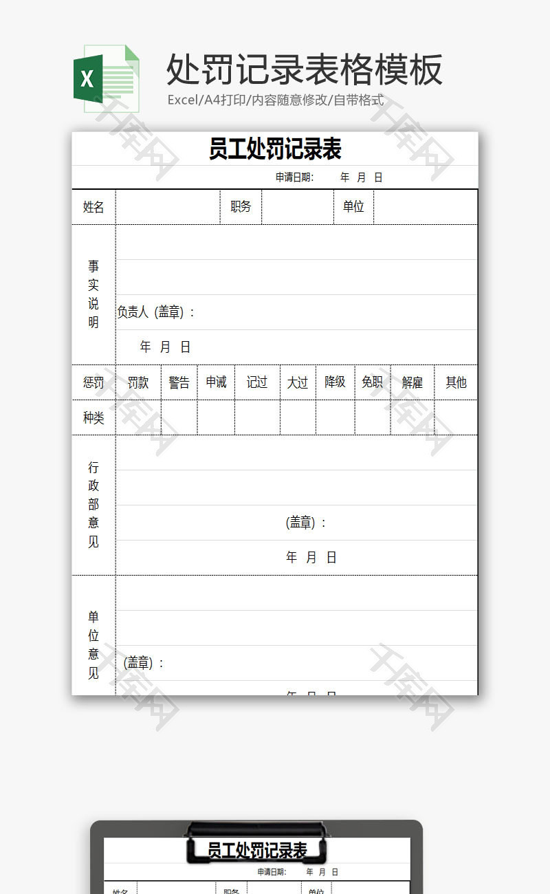 处罚单表格 罚款单 表格