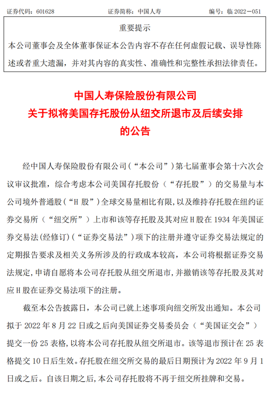 突发！中国人寿、中国石化、中国石油、中国铝业同时官宣：从美股退市！证监会最新回应→