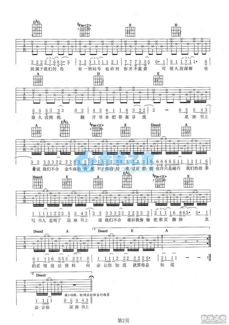 猎户星座吉他谱(猎户星座吉他谱指弹)