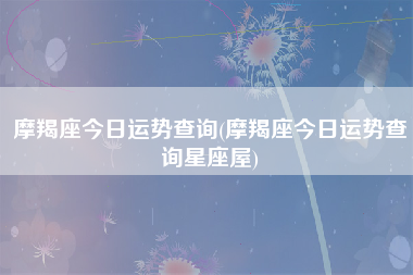 非常网摩羯座今日运势如何的简单介绍