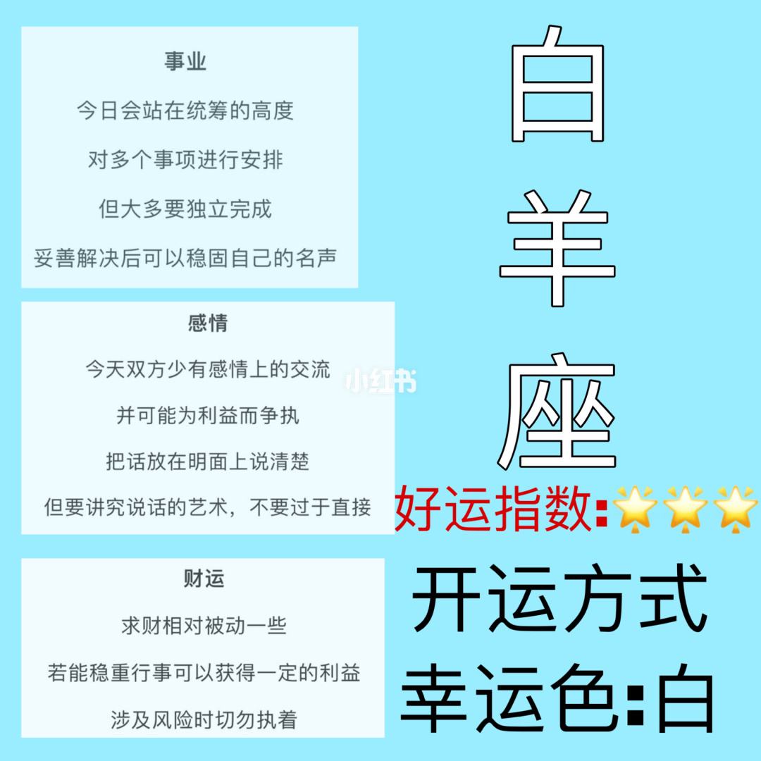 关于今日白羊座运势查询幸运色的信息